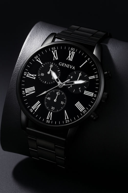 RELOJ GENOVA NEGRO ESTILO INDUSTRIAL