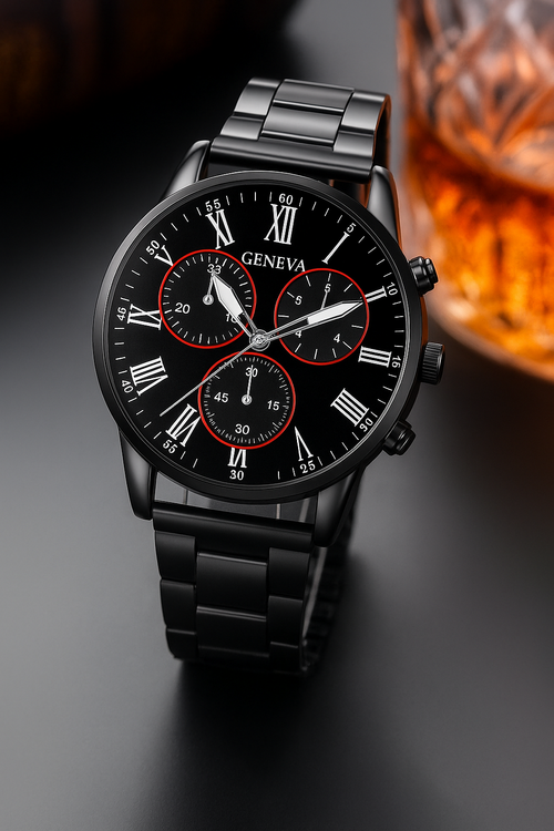 RELOJ GENOVA NEGRO ESTILO INDUSTRIAL